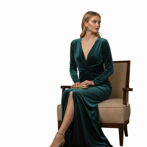 Vince Camuto Dresses & Skirts - Vince Camuto Velvet Twist Front Gown - Emerald Green